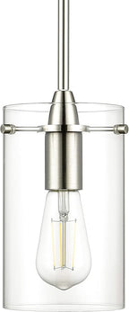 Brushed Nickel Pendant Lights Kitchen Island - Medium Clear Glass Pendant Light Fixture