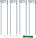 4 Pack Plant Support Stakes, 16/32 Inch Garden Stakes for Plants, Plant Accessories with 50 PCS Twist Ties for Indoor Outdoor Potted Tomato Vegetables Amaryllis Monstera Rose Peony Marigold