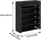 Laiensia 5-Tier Vertical Shoe Rack Organizer, Space Saving Shoe Storage Organizer, Non-Woven Cover Shoe Shelf Holds 20-25 Pairs for Bedroom, Hallway, Closet Entryway, Black