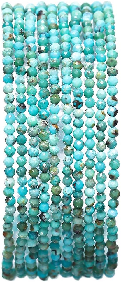Faceted Natural Blue Turquoise Stone Round Loose Semi Gemstone Beads for Jewelry Making 2-2.5mm 38cm