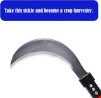 1pce 470mm/18.5in Manganese Steel Billhook Brush Clearing Sickle for Grass,Weeding Tools for Garden,Curved Sawtooth Sickle,Machete Axe for Cutting Trees,Steel Blade Knife in Hand