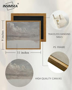 InSimSea Framed Canvas Wall Art Vintage Decor, Home Decor Classical Oil Painting Cloud Study Wall Decorations for Living Room, Canvas Pictures Art for Bedroom Bathroom Gallery, 9"x11"
