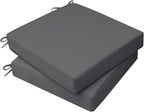 AAAAAcessories Outdoor Seat Cushions for Chairs, Waterproof, Fade-Resistant, 21" x 21" x 3", Patio Furniture Replacement Cushions, Set of 2, Dark Gray