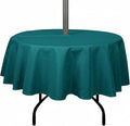 Outdoor Tablecloth Wrinkle-Free Stain Resistant Waterproof Polyester Fabric Table Cover with Zipper Umbrella Hole for Picnic/Party/Dinner/Patio Garden(60inch Round,Zippered,Teal)