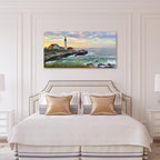 Sunset Lighthouse Canvas Wall Art for Living Room Wall Decor Sunset Seascape Canvas Pictures Ocean Canvas Prints Nature Canvas Artwork Office Home Wall Decorations Framed Ready to Hang 24" x 48"
