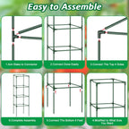 3Pack Tomato Cages for Garden,Square Tomato Plant Cage Support Heavy Duty Pole 57*15.4*15.4 Inches,Steel Plant Tower Stakes,Cherry Tomato Trellis Cucumber for Climbing Vegetables Flowers Fruits-Green