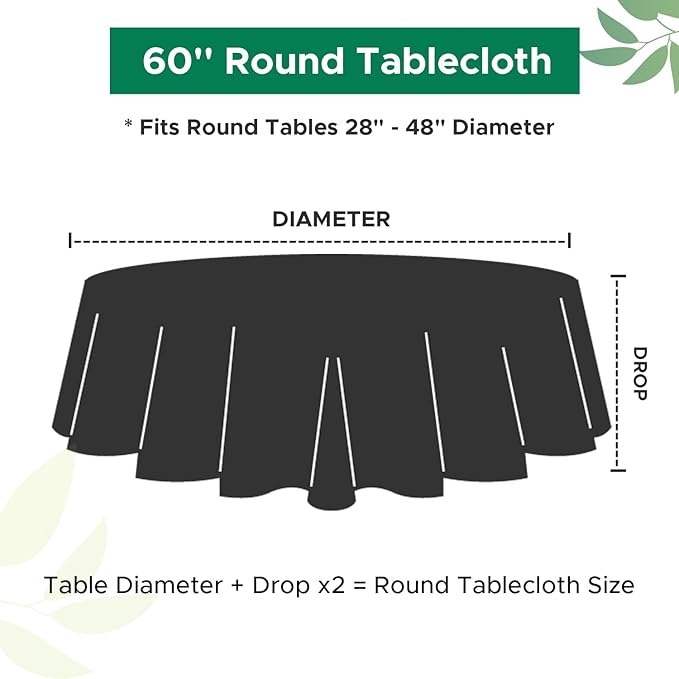 Biscaynebay Textured Fabric Round Tablecloths 60" for Round Tables diameters from 28" to 48", Royal Blue Water Resistant Folding Table Covers Washable for Dining, Kitchen, Wedding, Parties etc