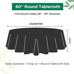 Biscaynebay Textured Fabric Round Tablecloths 60 Inches for Tables diameters from 28" to 48", White Table Cloth Water Resistant Small Circle Folding Table Covers for Dining Kitchen Wedding Parties