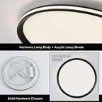 Dimmable Metal LED Ceiling Lights Fixtures,Slim, Edge Lit - 20" Full Spectrum Smart Round Ceiling Lamps,3000-6500K Modern Ultra Thin Low Profile Light Fixture for Bedroom & Living Room (Black,45W)