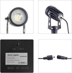 APONUO Metal Solar Spot Lights Outdoor with 9.8ft Cable Solar Powered Landscape Lighting Low Voltage IP65 Waterproof Auto On/Off for Outside Garden Yard Landscape Pathway Garage-Cool White(2-in-1)