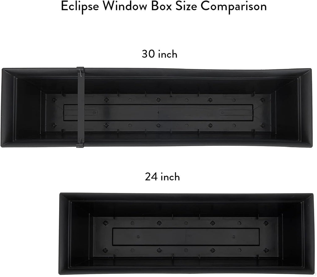 The HC Companies Eclipse Window Planter Box, 24 Inch, Black, 2-Pack