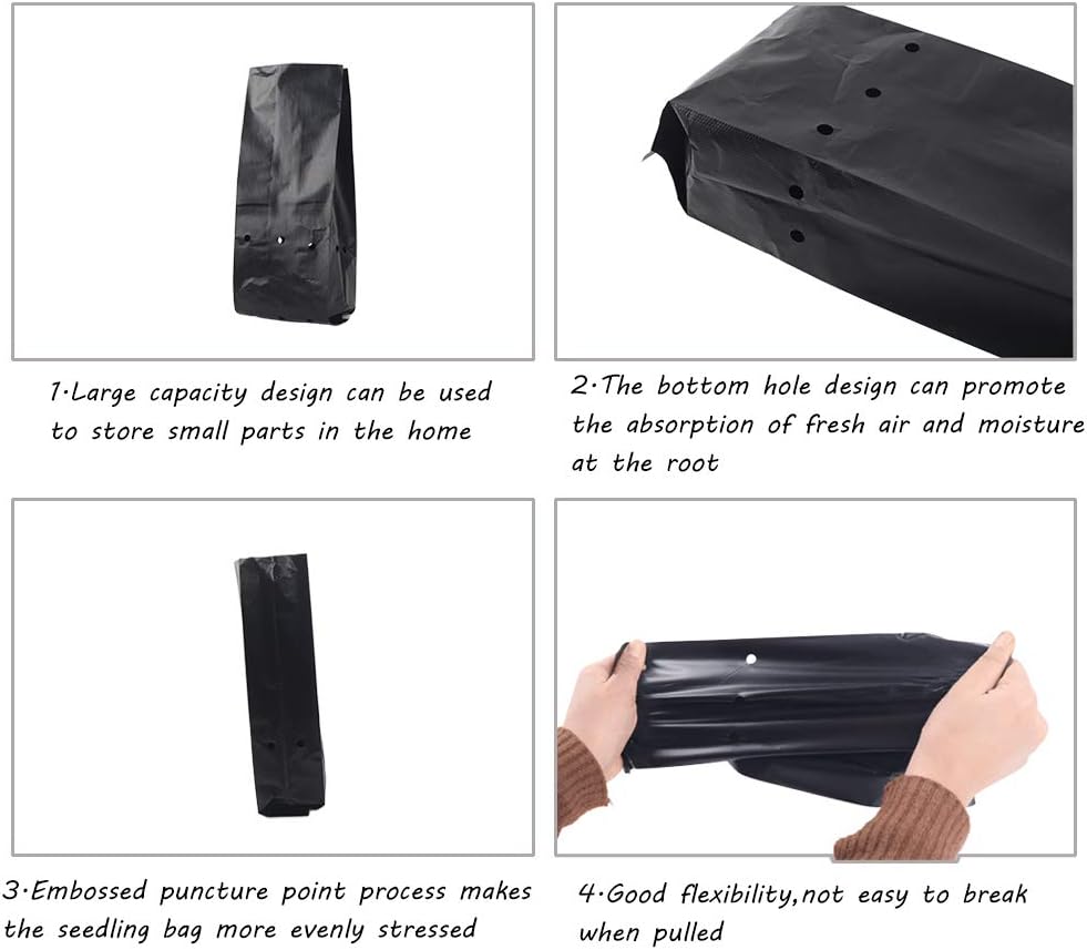 100 PCS Thicken Plastic Nursery Bags for Plants Fruit Flower Grow Bags Seedling Pots (7.87x13.78 in)