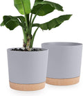 QCQHDU 12 inch Plant Pot, 2 Pack Planters for Indoor Plants with Drainage Holes & Saucer, Outdoor Flower Pots Home Garden Modern Decor