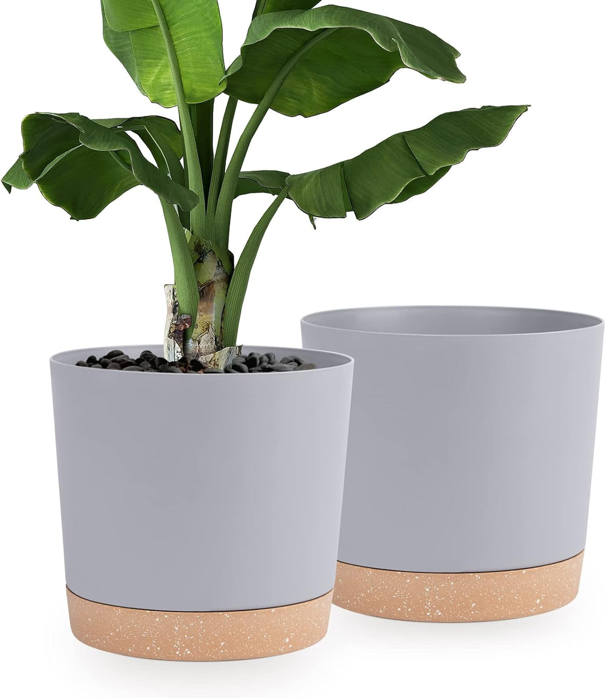 QCQHDU 12 inch Plant Pot, 2 Pack Planters for Indoor Plants with Drainage Holes & Saucer, Outdoor Flower Pots Home Garden Modern Decor