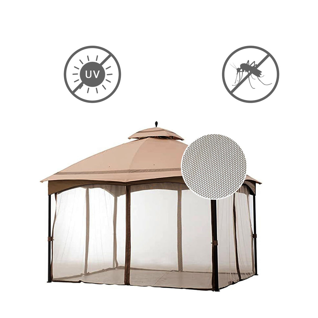Gazebo Universal Replacement Mosquito Netting,10' x 12' Outdoor Canopy Net Screen 4-Panel Sidewall Curtain, with Zippers，Excluding Gazebo (Brown)