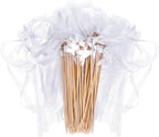 100 Pcs White Lace Ribbon Wedding Wands, Wedding Send Off Ribbon Streamers Party Streamer with Bells Silk Streamers for Party, Holiday, Bridal Shower, Anniversary Activities