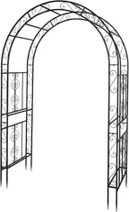 VINGLI Garden Arbor, Arch Archway for Wedding Ceremony Party, Steel Garden Trellis for Plant Climbing, Christmas Garden Decorations Pergola for Garden, Backyard, Lawn (Black, 52.2x22.8x83.9in)