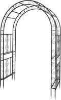 Outvita 7FT Garden Arch Arbor, Heavy Duty Metal Arbour Archway, Decorative Frame Stand Trellis with 7 Inch Ground Stakes for Wedding Ceremony Party Plant Climbing Rose Vines Lawn Courtyard Patio Black