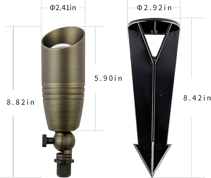 Solid Brass Landscape Spotlight 12V Low Voltage Waterproof Outdoor Lights 6 Packs with Ground Spike for Yard Garden Patio Walkway Driveway Porch