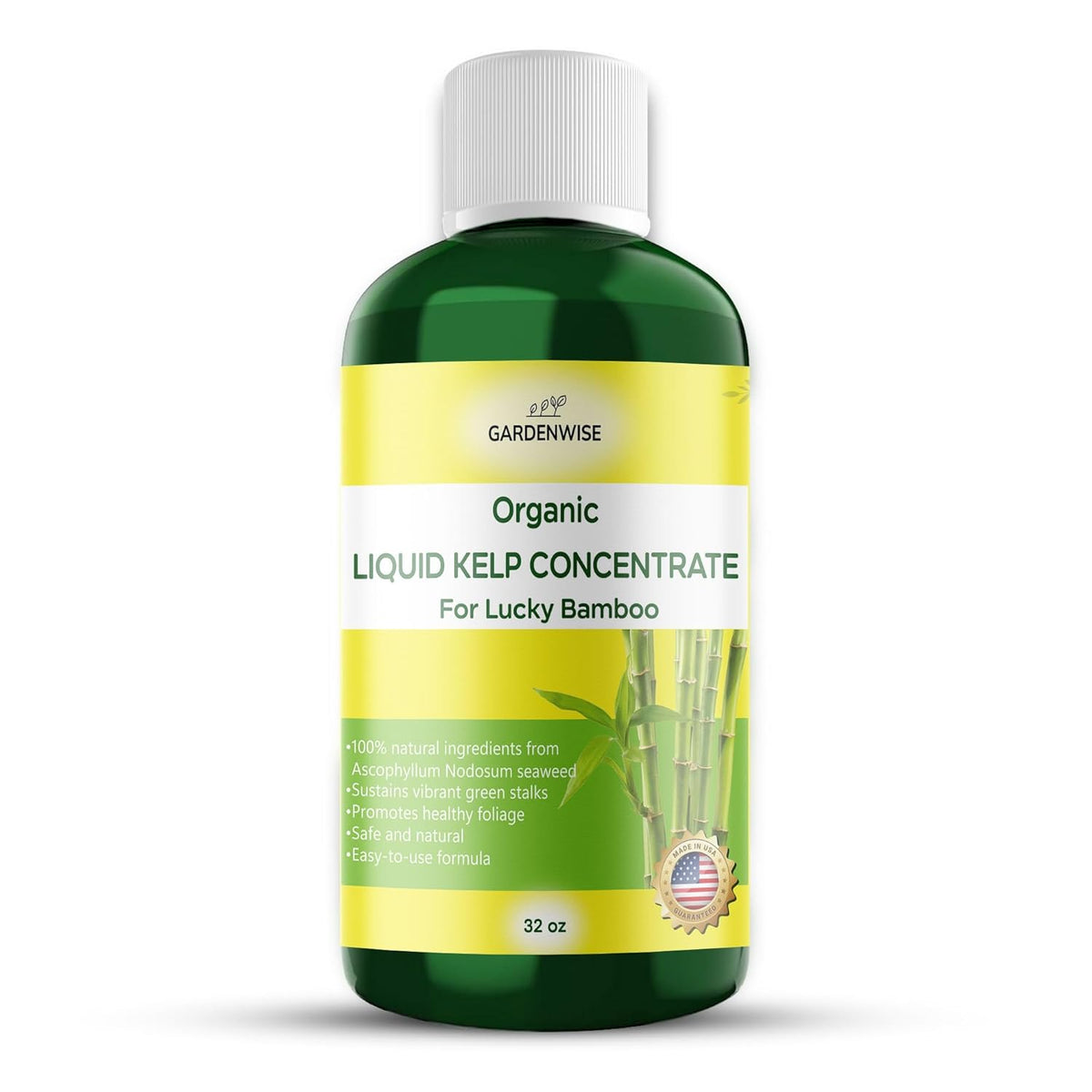 Organic Premium Kelp Seaweed Fertilizer for Lucky Bamboo - Liquid Plant Food - Hydroponics - Soil Enhancer - Natural (32 OZ)