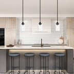 Black Industrial Pendant Light Fixtures, Kitchen Hanging Lighting with Clear Glass Cylinder Shade for Farmhouse Dining Room Coffee Bar Bedroom