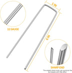 WAENLIR 6 inch 100 Pack Garden Staples Galvanized Landscape Stakes, Heavy Duty Fence Stakes Sod Pins for Securing Weed Fabric Barrier,Ground Cover, Artificial Turf,Dog Fence