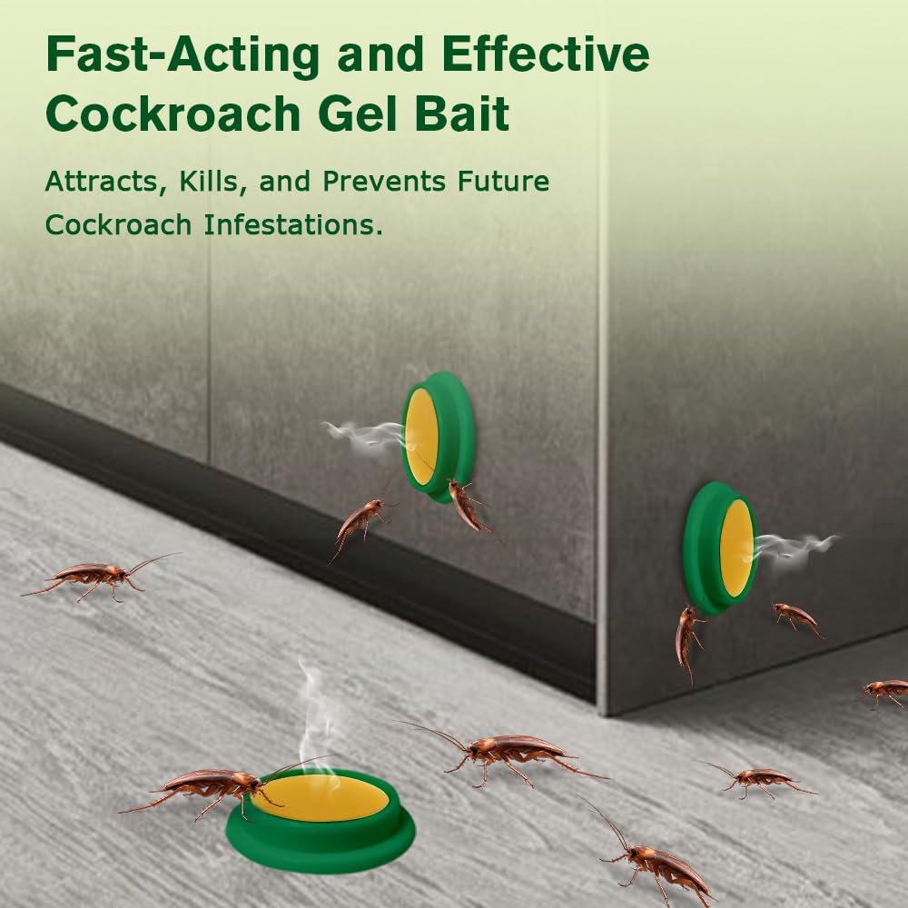 32 Pack Cockroach Gel Bait, Highly Effective Roach Killer Indoor Infestation Solution, Fast Acting Cockroach Killer Indoor Home Kitchen Use, Easy to Apply & No Mess Roach Bait, Long-Lasting