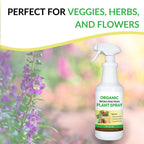 Organic Broad-Spectrum Plant Spray - Foliar Liquid Plant Food in a Spray Bottle for Outdoor Vegetables, Herbs & Flowers | Infused with Soil Enriching Microbes | 32oz, Ready to Use, No Mixing Required