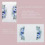 PONATIA 50 PCS Vellum Jackets for 5x7 Invitation Cards - 135GSM Royal Blue Flowers Vellum Sleeves, Transparent Gift Card Jackets