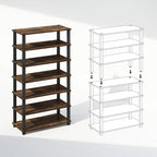 Furinno Turn-S-Tube 4-Tier Multipurpose Standing Shelves, Amber Pine/Black, Set of 2