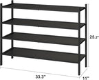 Black 4-Tier Bamboo Wood Shoe Rack, Stackable for Closet, Entryway & Hallway