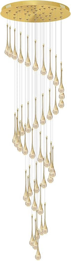 H197 Foyer Chandeliers for high Ceiling Luxury Hanging Lights High Ceiling Pendant Lighting for Living Room Staircase Dimmable 2700K-6000K