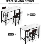 Dining Table Set, 47.2" Rectangle Faux Marble Table with 2 PU Upholstered Backrest Chairs, 3-Piece Kitchen Dining Room Set for Small Spaces, Kitchen Furniture, White
