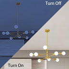 Modern Chandelier Ceiling Light Fixture, 53InchH Sputnik Chandeliers for Dining Room Hanging Light Fixtures Over Table Height Adjustable for Bedroom Kitchen Island Foyer 8-Light Gold