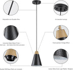 Dijiahua Black Kitchen Pendant Lighting Over Island 3 Pack,Small Modern Farmhouse Chandeliers with Hammered Metal Cone Shade,Mini Industrial Adjustable Cord Hanging Ceiling Lamp Fixtures Over Sink