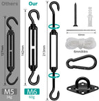 Sun Shade Sail Hardware Kit 6 Inch Heavy Duty 304 Stainless Set for Triangle Rectangle Sun Shade Sail Installation, Awning Attachment Set for Patio, Garden Outdoors Sun Protection Rainshield (46 Pcs)