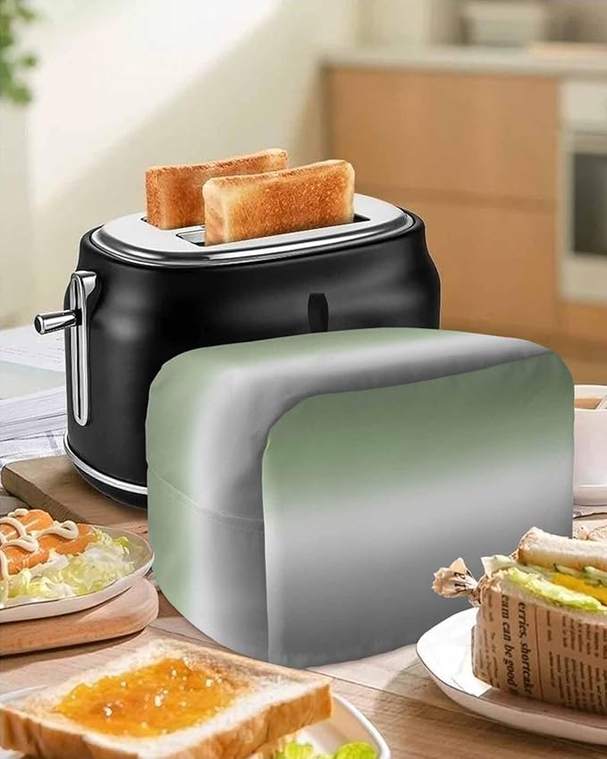 Toaster Cover 2 Slice Sage Green Toaster Oven Cover with Pockets Ombre Green Grey Dustproof Bakeware Protector Small Kitchen Appliance Dust Covers and Fingerprint Protection for Women