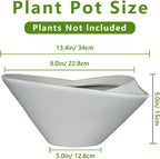Bonsai Pots 13 Inch - Ceramic Succulent Pots with Drainage Hole Decorative Plant Pot Indoor Large Outdoor Planter Modern Flower Pot for Home Garden Office Room Decor Gray