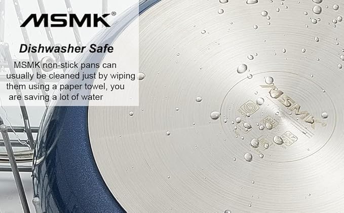 MsMk Large Frying Pan, 12-Inch PFOA Free Nonstick Meat Omelet Skillet, Stay-Cool Handle, Titanium and Diamond Non Stick Coating From USA, Smooth Stainless Steel Base Induction Compatible