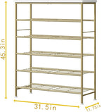 Shoe Rack Organizer 6 Tier for Closet Entryway Free Standing Metal Storage Shoe Shelf with MDF Top Board，Gold