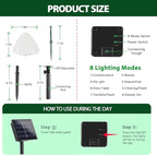 OZS 2PK 32LED 55FT Mushroom Solar Garden Lights Outdoor, Solar String Lights Waterproof with 8 Lighting Modes, Solar Garden Decor for Outside, Pathway Light for Yard Decoration (Multicolor)