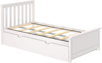 Max & Lily Twin Bed, Wood Bed Frame with Headboard For Kids with Trundle, Slatted, White