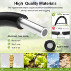 Pro-Series Drip Irrigation System, 200FT 1/4" Garden Watering System with 32pcs 360° Bendable Copper Nozzles, Leak-Free Quick-Connect Misting Sprinkler Kit for Patio, Raised Beds, Yard, Greenhouse