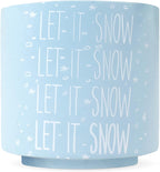 Ceramic Holiday Planter Pot, Let it Snow Design, Powder Blue & White, Holds 4" House Plant or Succulent, Festive Winter Christmas Home Décor with Wood Stand