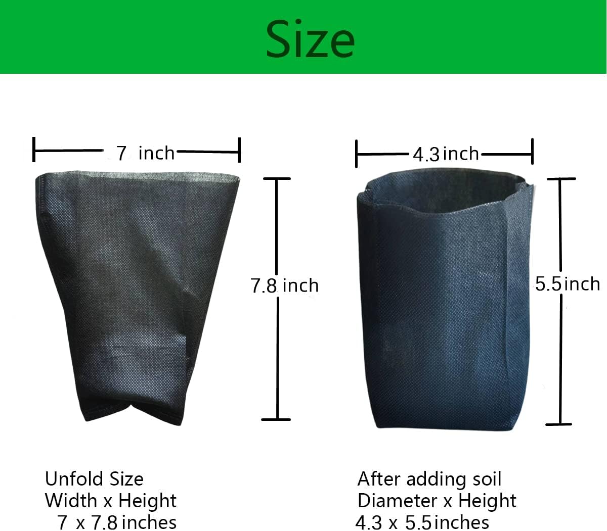 gardtree Plant Nursery Bags 7” x 7.87” 400PCS, Non-Woven Biodegradable Plant Grow Bags Fabric Seedling Starter for Vegetable Flower Fruit Saplings Tree, Home Garden Supply