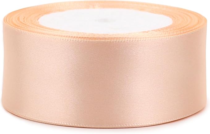 Naked Pink Solid Satin Ribbon 1-1/2 Inch 25 Yards Solid Polyester Fabric Ribbon for Gift Wrapping Wedding Christmas Baby Shower Birthday Party Decoration Handmade Immortal Flower Craft