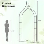 GOFLAME Metal Garden Arch, Rose Garden Arbor for Various Climbing Plant, Outdoor Lawn Backyard, Gothic Style Arch Stand Wedding Party Ceremony Decoration