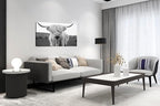 XXMWallArt FC3675 Highland Cow Canvas Art - Black and White Animal Wall Art for Living Room, Bedroom, Office Wall Decor