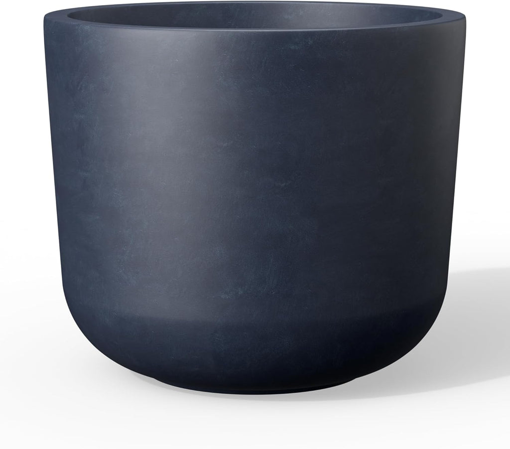 Kante Round Concrete Planter, 11 Inch Dia Classic Style Large Plant Pot with Drainage Hole for Indoor & Outdoor Plants, Ideal for Home, Patio, Garden, Charcoal