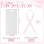 50 Pcs Name Place Cards for Table Setting Blank Wedding Place Cards with Satin Ribbon 1.57 x 3.54 Inch Hanging Gift Tags for Wedding Dinner Banquet Party Table Setting Supplies(Pink)